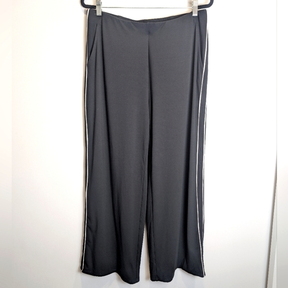 J. Jill Pants - J.Jill Wearever Black White Stripe Pull On Wide Leg Pants Size Large Petite